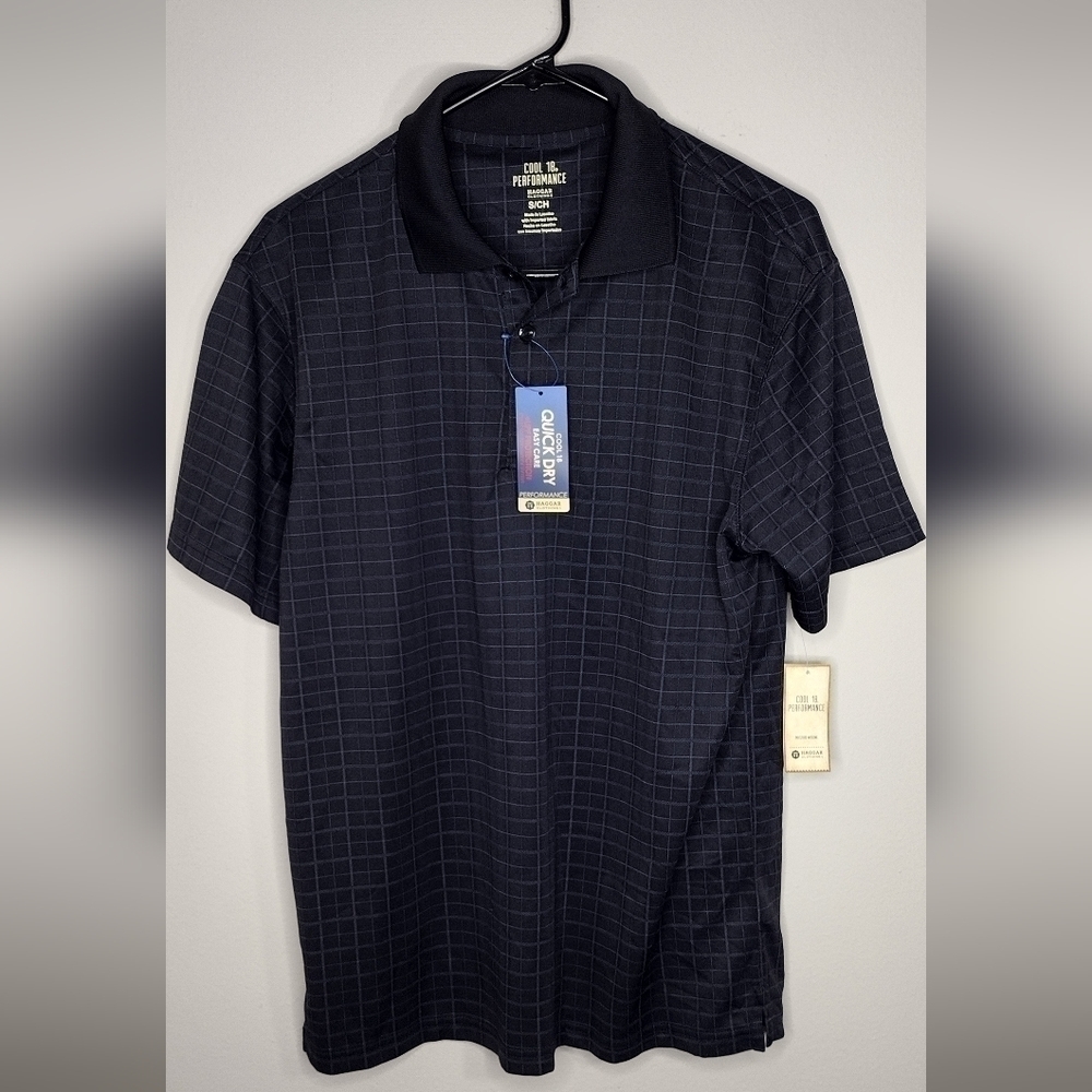 Haggar Cooling Men's S Small polo NEW NWT black shirt quick dry +UPF protection